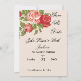 Reserve A Data Rosas Vermelhas Script Save The Date | Floral Eleg