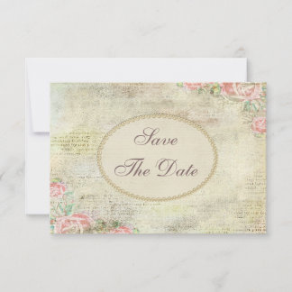 Reserve A Data Rosas Vintage Shabby Chic para Casamento Save the