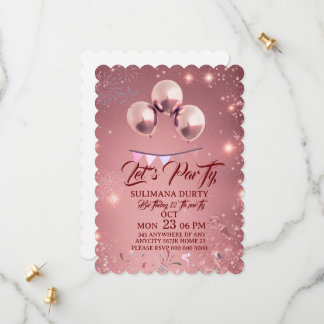 Reserve A Data Rose Gold Birthday Invitation Template: Let's Part