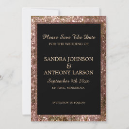 Reserve A Data Rose Gold Glitter Wedding Save The Date