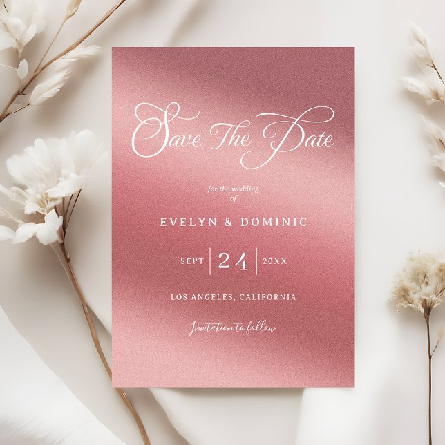 Reserve A Data Rose Gold Gradient Elegant Chic Wedding (Criador carregado)