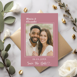 Reserve A Data Rose gold ivory photo wedding Save the Date