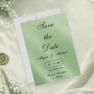 Reserve A Data Roteiro de Casamento Minimalista em Verde Salvia