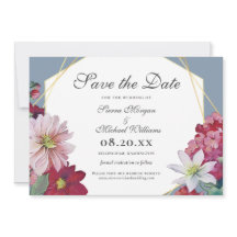 Rouge Vinho Floral Dourado Casamento Azul Empoeira