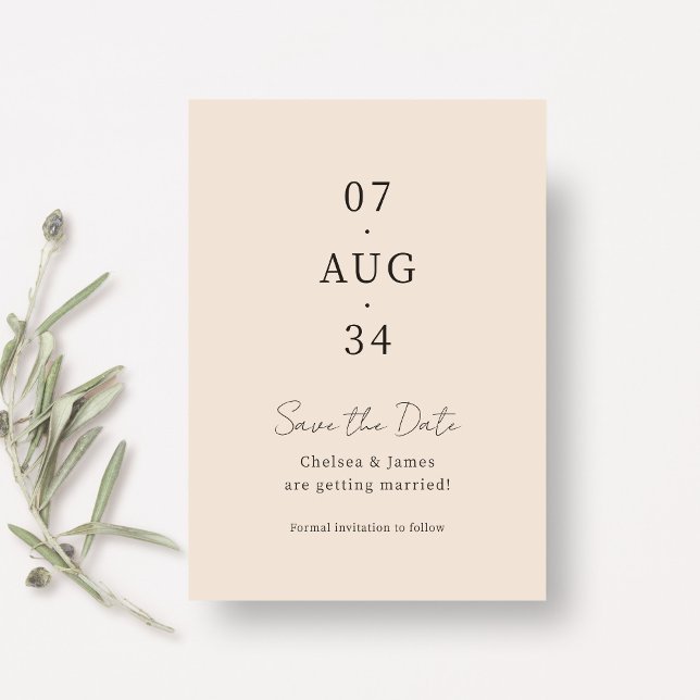 Reserve A Data Roxo Bege | Chic Salve o Dia de Casamento Minimali (Criador carregado)