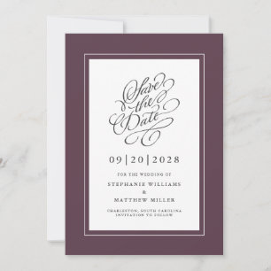 Reserve A Data Roxo Chic Roxo do Casamento Elegante