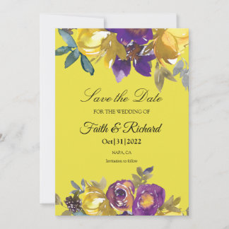 Reserve A Data Roxo Elegante e Casamento outono Dourado Salvar a