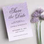 Reserve A Data Roxo Elegante Moderno Salve a Data Doce 16<br><div class="desc">O moderno e elegante roxo glitter ombre script salva o cartão-data doce,  dezesseis festas de aniversário,  com caligrafia negra moderna. Na moda e design personalizado exclusivo.</div>