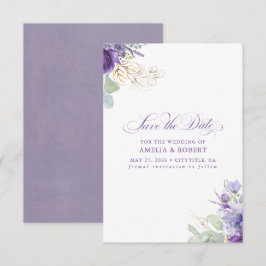Reserve A Data Roxo Lavanda Botânico Elegante Salve a Data