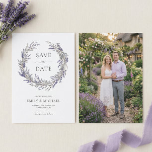 Reserve A Data Roxo Lavanda Com Foto Casamento Elegante