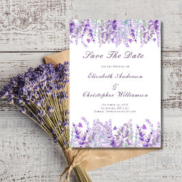 Reserve A Data Roxo Lavanda Verde Floral Aquarela Elegante