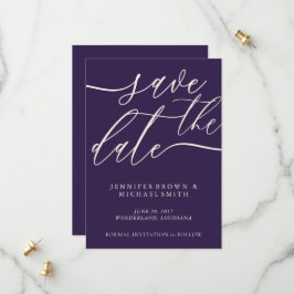 Reserve A Data Roxo Meia-Noite Save The Date Caligrafia