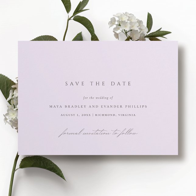 Reserve A Data Roxo Suave | Casamento Arejado com Lavanda Formal (Criador carregado)