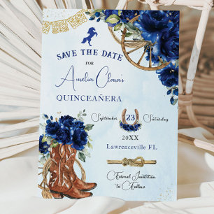 Reserve A Data Royal Blue Floral Wild West Charro Quinceañera XV