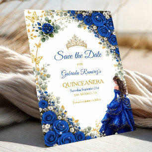 Reserve A Data Royal Blue Golden Borboletas Quinceañera