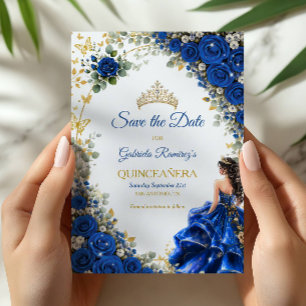 Reserve A Data Royal Blue Golden Butterfly Quinceañera 