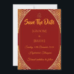 Reserve A Data Royal Indian Marriage Announcement<br><div class="desc">Announce your big day in royal style with this Indian Traditional Red & Gold Save the Date Template. Designed with a rich red background symbolizing love and prosperity, and accented with elegant gold mandala and floral motifs, this card perfectly captures the beauty of an Indian wedding celebration. ✨ Perfect for:...</div>