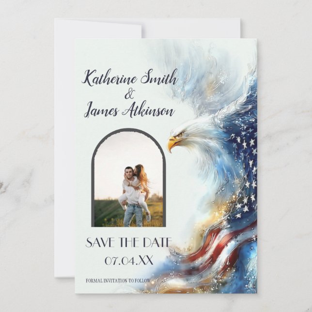 Reserve A Data RSVP Bald Eagle Patriotic USA Semiquincentennial (Frente)