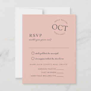 Reserve A Data RSVP de Casamento Rosa com Selo de Data Moderno
