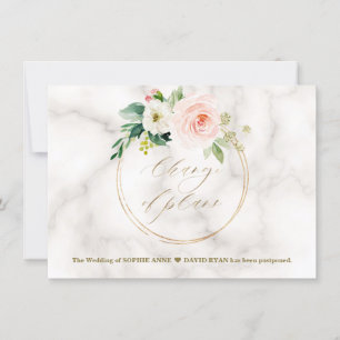 Reserve A Data Rubor Rosa Floral Dourado Casamento Mudança De Pla