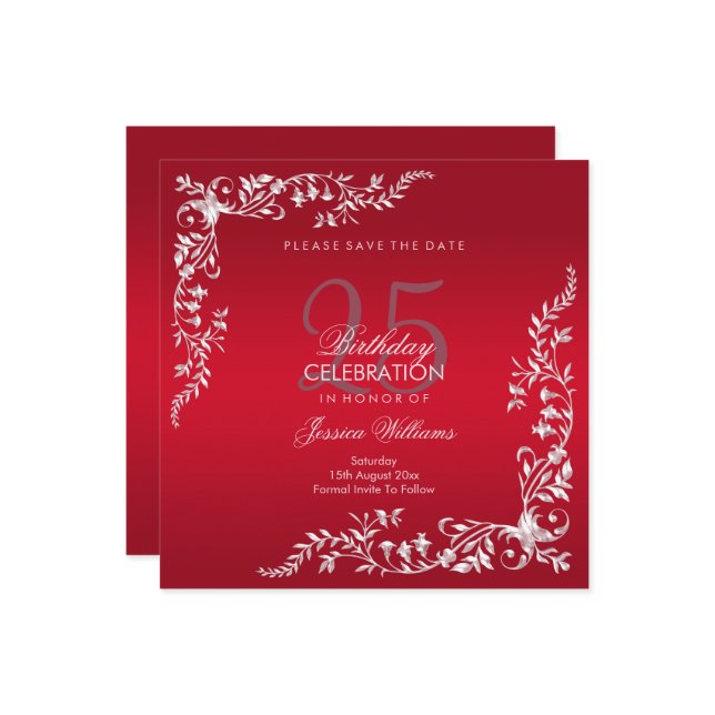 Reserve A Data Ruby Red Decoration 25 Birthday (Frente/Verso In Situ)