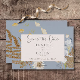 Reserve A Data Russo Flores Selvagens Monograma Dusty Blue