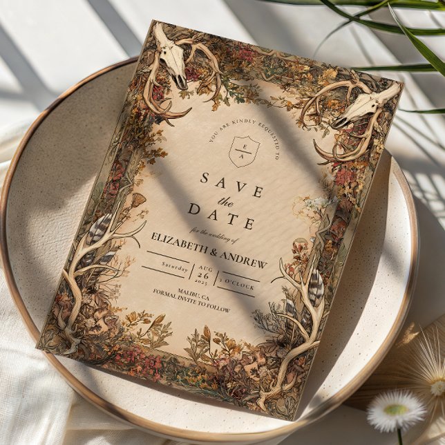 Reserve A Data Rustic Antler Autumn Wedding (Criador carregado)