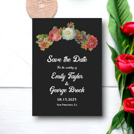 Reserve A Data Rustic Black | Watercolor Floral | Casamento Elega