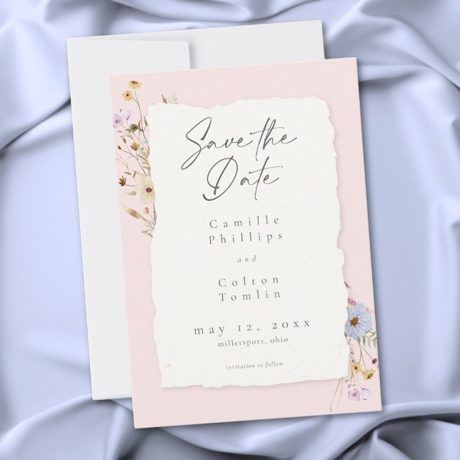 Reserve A Data Rustic Blush Pink Romantic Wildflower Wedding (Rustic Blush Pink Romantic Wildflower Wedding Save The Date)
