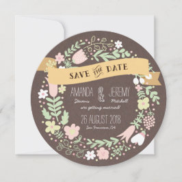 Reserve A Data Rustic Boho Pastel Floral Foto Salve o Dia