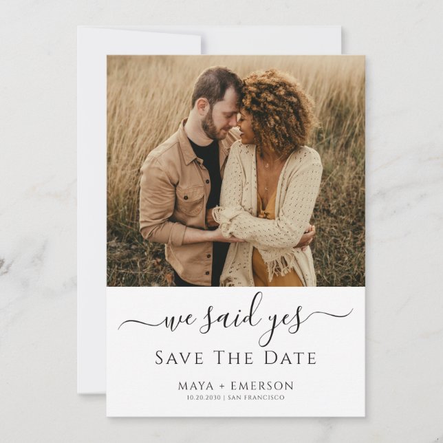 Reserve A Data Rustic Boho Photo Wedding  Save The Date (Frente)