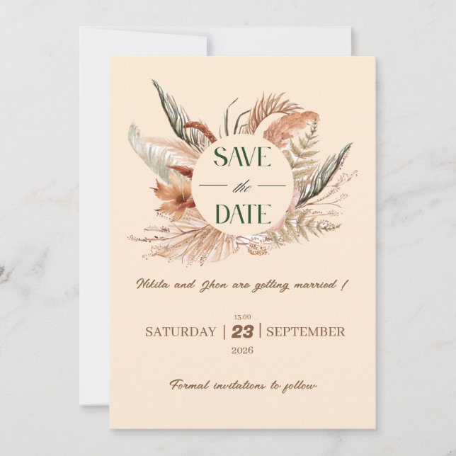 Reserve A Data Rustic Boho Salvar a Data (Frente)