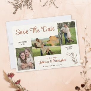 Reserve A Data Rustic Boho Wildflores 3 Foto Escrita em Cobre