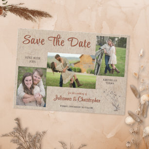 Reserve A Data Rustic Boho Wildflower 3 Foto Terracotta Kraft