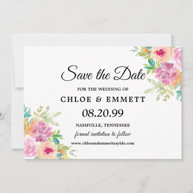 Reserve A Data Rustic Boho Wildflower Casamento Salvar a Data (Frente)