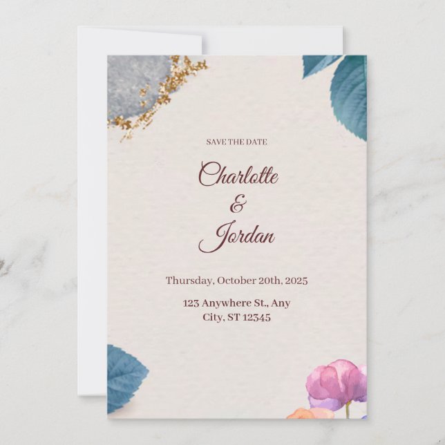 Reserve A Data Rustic Botanical Save the Date Card (Frente)