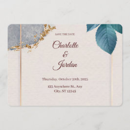 Reserve A Data Rustic Botanical Save the Date Card