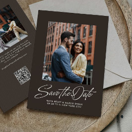 Reserve A Data Rustic brown trendy script simple wedding