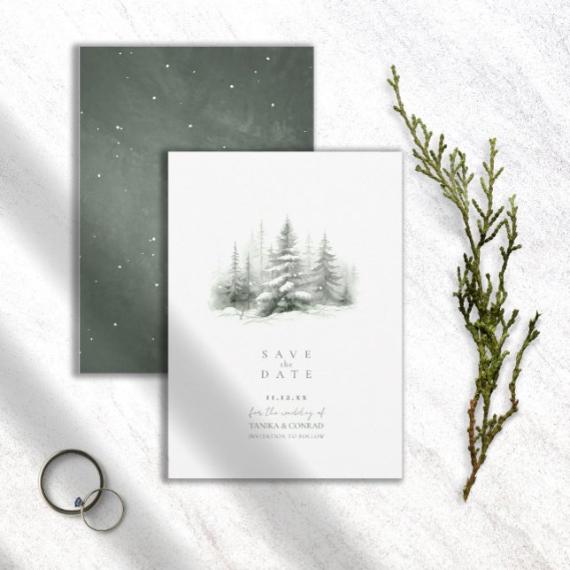 Reserve A Data Rustic Casamento no inverno Forest Green ID1049 (Criador carregado)