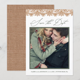 Reserve A Data Rustic Chic Sage e Burlap Foto Salve a Data