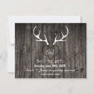 Reserve A Data Rustic Deer Antlers & Carved Heart Salvem A Data