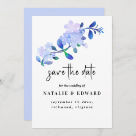 Reserve A Data rustic dusty blue watercolor-style flower & leaves