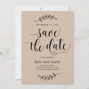 Reserve A Data Rustic Elegance Weding Save The Date Card Kraft