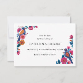 Reserve A Data Rustic Ethnic Folk Birds and Flowers Wedding