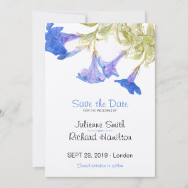 Reserve A Data Rustic Floral Blue Flowers Casamento Salvar Data