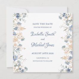 Reserve A Data Rustic Floral Boho Blue e Beige Wedding