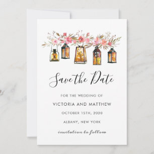 Reserve A Data Rustic Floral Lantern Casamento Salve a Data