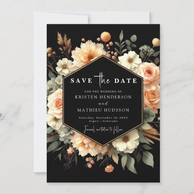 Reserve A Data Rustic Floral Peach Wedding (Frente)