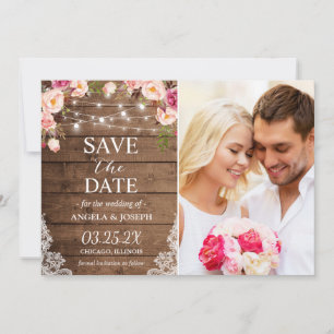 Reserve A Data Rustic Floral String Lights Foto Salvar Data