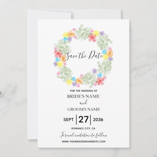 Reserve A Data Rustic Floral Wreath Wedding (Frente)